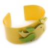 Avalaya Yellow, Light Green Acrylic, Austrian Crystal Dove Cuff Bracelet