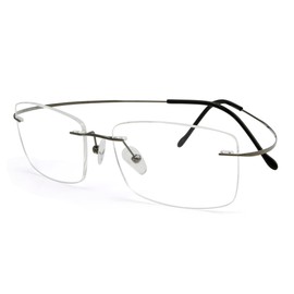 Eyekepper Titanium Rimless Reading Glasses Readers Men Women Gunmetal +1.5