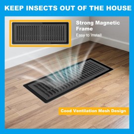 6 PCS Magnetic Vent Covers-4x10 Magnetic Air Vent Covers with Mesh Screen for Floor/Wall/Ceiling Registers-Easy to Install, Secure Fit, Durable Design-Black