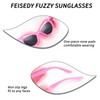FEISEDY Women Plush Fuzzy Cat Eye Sunglasses Punk Soft Velvet