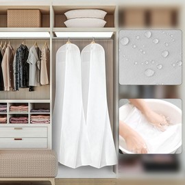 Anti-Dust Breathable Garment Cover, 180 cm Wedding Dress Cover, Garment Bag, Dustproof Garment Bags with Zip for Wedding Dresses, Evening Dresses or Long Coats, White