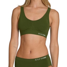 STEP ONE Smoothfit Bra. Ultra-Soft Women's Everyday Bra, Lifts & Supports and Feels Invisible on, Breathable Bamboo Moisture Wicking with Removable Cups Green Large