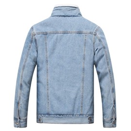 LZLER Men's Fleece Jean Jacket Winter Cotton Sherpa Lined Denim Fur Trucker Jacket(805,Light Blue,M)