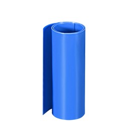 sourcing map PVC Heat Shrink Tubing 180mm Flat Winding for Double Layer 18650 1 Metre Blue
