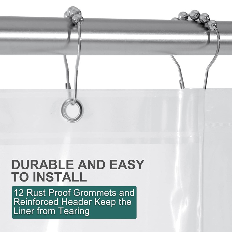 AmazerBath Clear Shower Curtain Liner, 70 x 72 Inches EVA