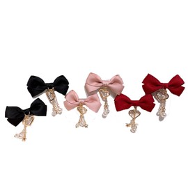 3 Pairs Tassel Bow Hairpin Bowknot Barrette with Heart Pendant Pearl Ribbon Bow Hair Clips Hair Accessories for Women Girls