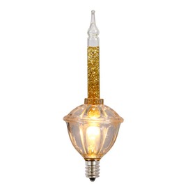 Vickerman 7 Light Gold Glitter Bubble Set with Green Wire 20-Inch, Spacing UL End Connector