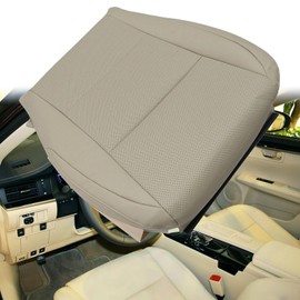 SecosAutoparts Front Driver Side Bottom Replacement Perforated Microfiber Leather Seat Cover #LA01 LB01 Parchment Light Tan Compatible with Lexus ES300h ES350 Hybrid Gas 2013 2014 2015 2016 2017 2018