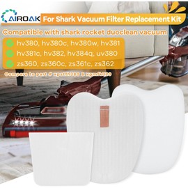 HV380 Filters for Shark Rocket DuoClean Vacuum HV380 HV380C HV380W HV381 HV381C HV382 HV384Q UV380 ZS360 ZS360C ZS361C ZS362, 4 Foam & Felt Filters 4 Post-Filters Replace Part # XPMFK320 & XPSTFH380