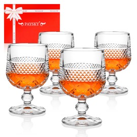 Paysky Cognac & Brandy Crystal Small Glasses Snifter, Set of 4 - Handcrafted - 100% Lead-Free Crystal Glass - Great for Spirits Drinks - 8.5-ounce