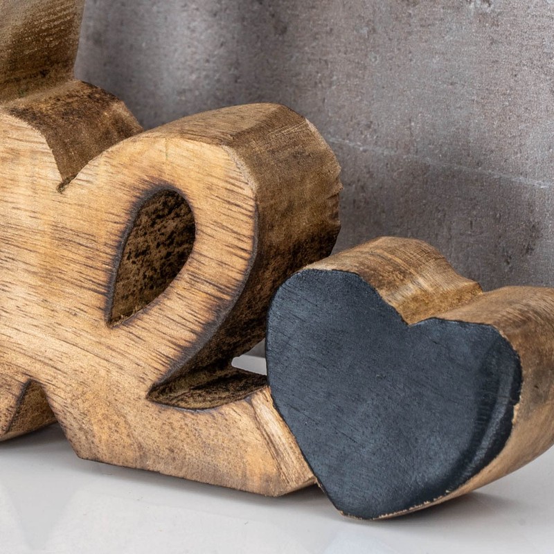 Lettering "Liebe L26 cm) Mango Natural Black Wooden Letters Table