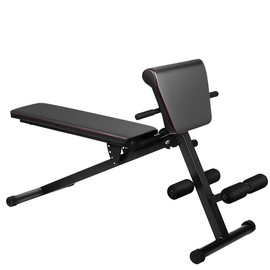 GYMAX Multi-Workout Bench, Foldable Sit-up Abdominal Back Extension Strength Training Roman Chair Preacher Curl with Adjustable Height and Angle, Suitable for Whole Body Exercise (Black)