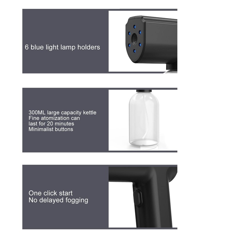Fockety 300-ml-Nebelmaschine, Tragbare Elektrische ULV-Nebelmaschine, Leichte Nebelmaschine mit Wiederaufladbarem 2000-mAh-Akku