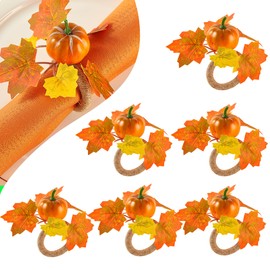 APTWOW Fall Thanksgiving Napkin Rings Set of 6- Fall Pumpkin Napkin Holder, Fall Thanksgiving Napkin Rings for Table Decor, Wedding, Fall Banquet, Holiday, Dinner Party