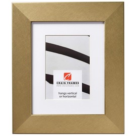 Craig Frames Bauhaus 200, 16 x 16 Inch Brushed Gold Picture Frame Matted to Display a 12 x 12 Inch Photo