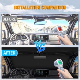 YIZHUOMY Front Windshield Sun Shade Compatible with Jeep Wrangler TJ JK JL/Gladiator JT 2/4 Door Sun Visor Protector Blocks UV Rays Sunshade for Wrangler Gladiator Interior Accessories