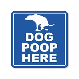 Blue Dog Poop Here Sticker (Trash bin Label Logo Pooping Clean Can Waste Canine Vinyl Decal Waterproof (4 inch)