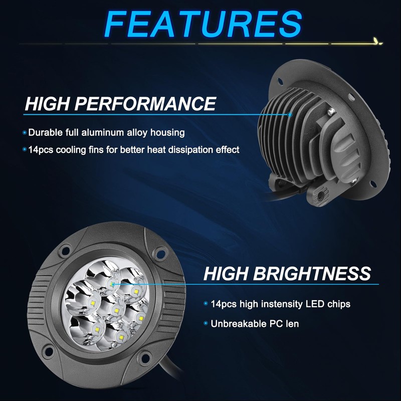 Flush Mount LED Pods, ACEC SHOP 2PCS 42W 5Inch Round