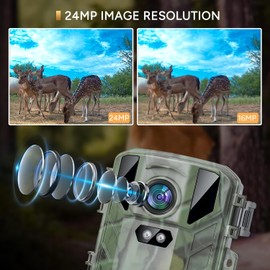Mini Trail Cameras 24MP 1080P Game Camera with Fast 0.2s Motion Activated, Clear 65ft Night Vision Waterproof for Hunting, Wildlife Deer Cam(SD Card not Included)