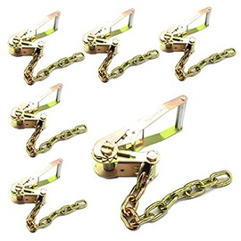 WorldPac (Pack of 6) Auto Hauler with 5/16" Chain 2inch Long Handle Ratchet Chain Tie Down
