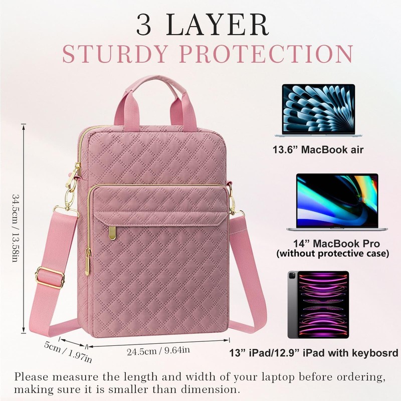 MicaYoung 13-14 inch laptop sleeve bag, pink