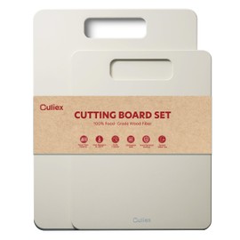Culiex Cutting Boards for Kitchen [Set of 2], Dishwasher Safe Wooden Cutting Board with Handles, Ideal Chopping for Meat, Vegetables, Fruits, Charcuterie - Perfect Kitchen Gadgets Gift, White