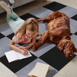 Peel & Stick Carpet Tiles 12x12 Inch - Premium Self-Adhesive Floor Squares with Soft Padding - 10 Tiles/10 Sq Ft per Box (Easy Installation, Removable Carpeting for Home & Office)