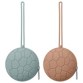 Silicone Pacifier Holder Case, Soft Silicone Newborn Baby Silicone Pacifier Holder for Boys & Girls, Portable Silicone Pacifier Container Case (Pale Taupe/Oslo Grey)