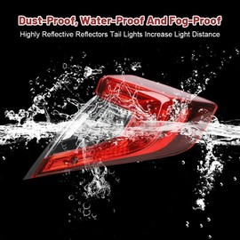 Tsomony For 2016-2021 Honda Civic Sedan Halogen Tail Light Rear Brake Lamp Right Passenger Side Replacement Black Housing Clear&Red Lens