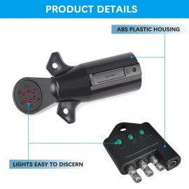 Unbranded 4 Pin  Flat 7 Way Round RV Blade Trailer Wiring Tester Light Connector Test Plug