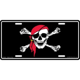 Jolly Roger Pirate with Red Bandanna License Plate