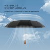 Men's Umbrella With Wooden Handle Black Automatic Open Strong Windproof