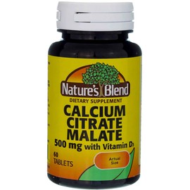 Nature`s Blend Calcium Citrate With D 500Mg Tablets 60 Ct (2 Pack)