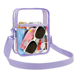 FARMARK - Bolso cruzado transparente con hebilla de plástico resistente para eventos de estadio, conciertos, Púrpura, Talla unica