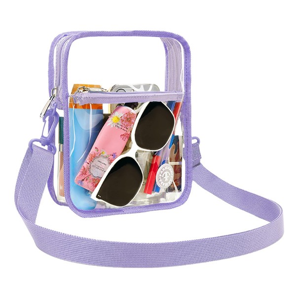 FARMARK - Bolso cruzado transparente con hebilla de plástico resistente