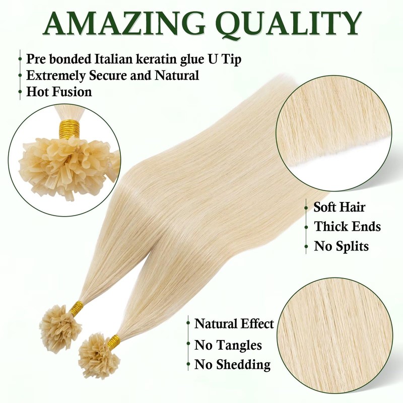 TESS Blonde Extensions Real Hair Bondings 60 cm Bonding Extensions