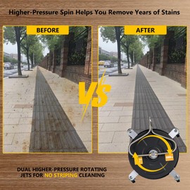 OCPTY 13.7Pressure Washer Surface Cleaner with 4 Wheels 1/4 Quick Connector and Washer Accessories,4.0 GPM Pressure Washer Attachments for Concrete, Patio, Sidewalk, Deck and Driveways,4000 PSI