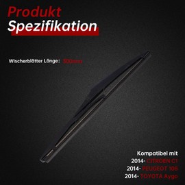 Wischerblätter Hinten Citroen C1,Hyundai i20,Mazda 5 6,Peugeot 108,Toyota Auris Aygo RAV4 Yaris, Heckscheibenwischer Scheibenwischer hinten