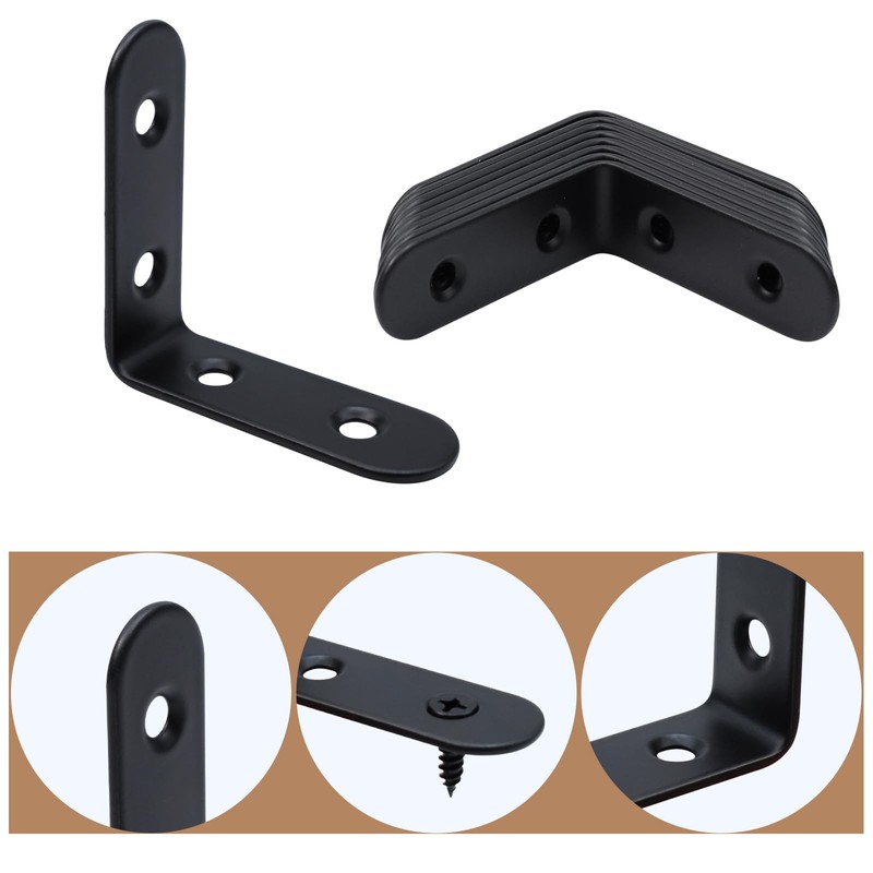 MY MIRONEY 8PCS Black L Brackets Heavy Duty Stainless Steel
