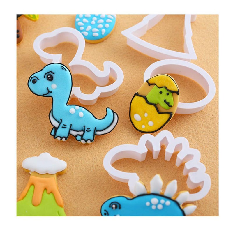 Dinosaur Cookie Cutters with Matching Cookie Stencils -Set of 16-8Pcs