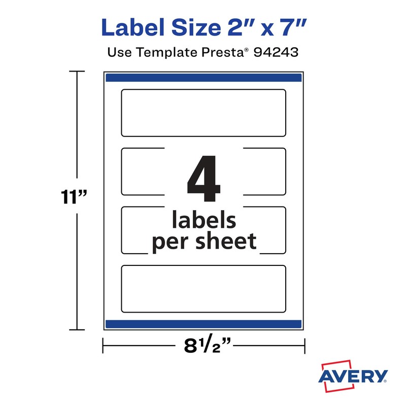 Avery Matte White Rectangle Labels with Sure Feed, 2" x