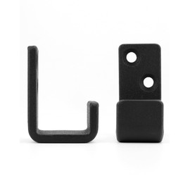 QWORK® Pack of 4 Wall Hooks Heavy Duty Black Steel Wall Hooks J Hooks for Hanging Cables, Wires, Sports Equipment (5.5 x 4 cm)