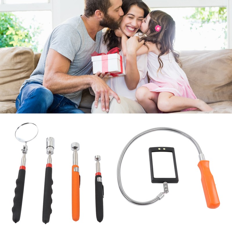 5Pcs Telescoping Magnetic Pickup Tool 360° Rotation Shock Resistant LED