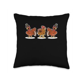 Turkey Meat Thanksgiving Shirt Pilgrim Costume Thanksgiving Day Dancing Turkey Pilgrim Poses Dabbing Throw Pillow, 16x16, Multicolor