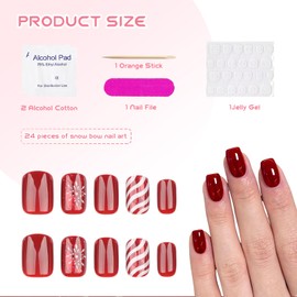 TELAIN Christmas Stick-On Nails with Snowflake Pattern, Set of 24, High-Quality ABS Nails, Ideal as a Gift for Christmas and Parties