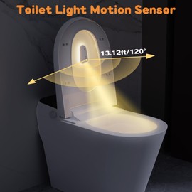 VEEKI Toilet Light Motion Sensor, Rechargable Toilets Night Light with Clean Lights for Seat, Dimmable Toilet Bowl Light Bathroom Night Lights Motion Activated, Gifts for Kids Teen Women Men (1 Pack)