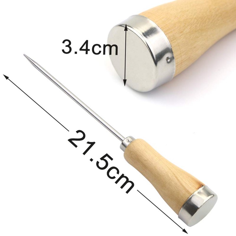 Fireboomoon 3 Pack Stainless Steel Ice Pick with Safety Wooden