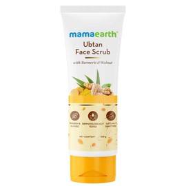 MAMAEARTH Exfoliante Facial Ubtan Con Cúrcuma Y Nuez | Exfoliante Desbronceador Que Ayuda A Eliminar El Bronceado Y Las Células Muertas De La Piel | Exfolia E Hidrata Suavemente La Piel | 100 G(3.53 O