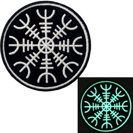 Aegishjalmr Viking Helmet of Awe Protection Embroidered Glow In The Dark Iron On Sew On Patch