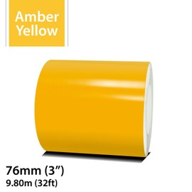 32ft 9.80m Self-Adhesive Vinyl Pin Stripe Line Decal Sticker Tape - AMBER YELLOW, 3.0" | 76mm. Suitable for Cars, Vans, Motorcycles, Bikes, Models, Tuning & Styling, and much more